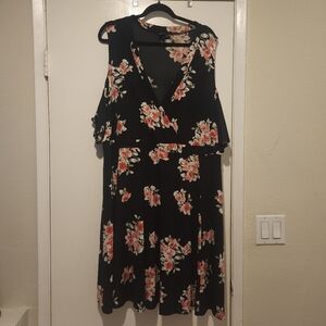 Torrid Black Floral Midi Dress